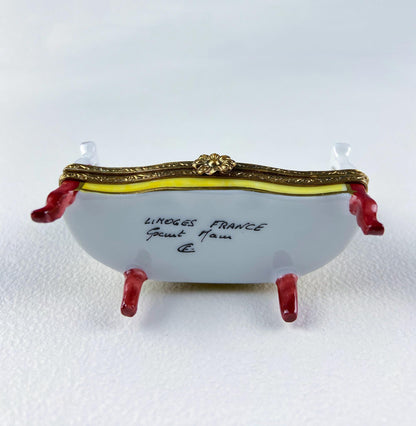 Loveseat Miniature Porcelain Limoges Box. Highly Collectible Pill, Trinket, Ring Box. Gift for Him or Her Couch Potato Partner Couple. - Tampa Home & Garden Store
