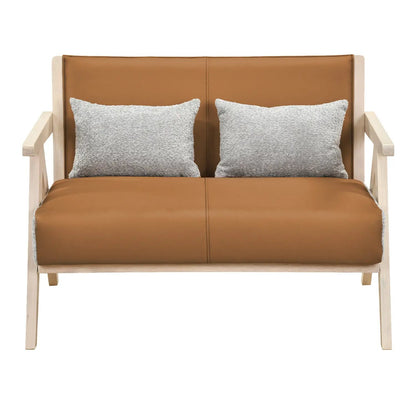 Loveseat Sofa for Small Spaces with Throw Pillows Rubber Wood Frame Padded Seat