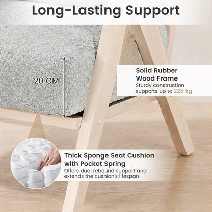 Loveseat Sofa for Small Spaces with Throw Pillows Rubber Wood Frame Padded Seat