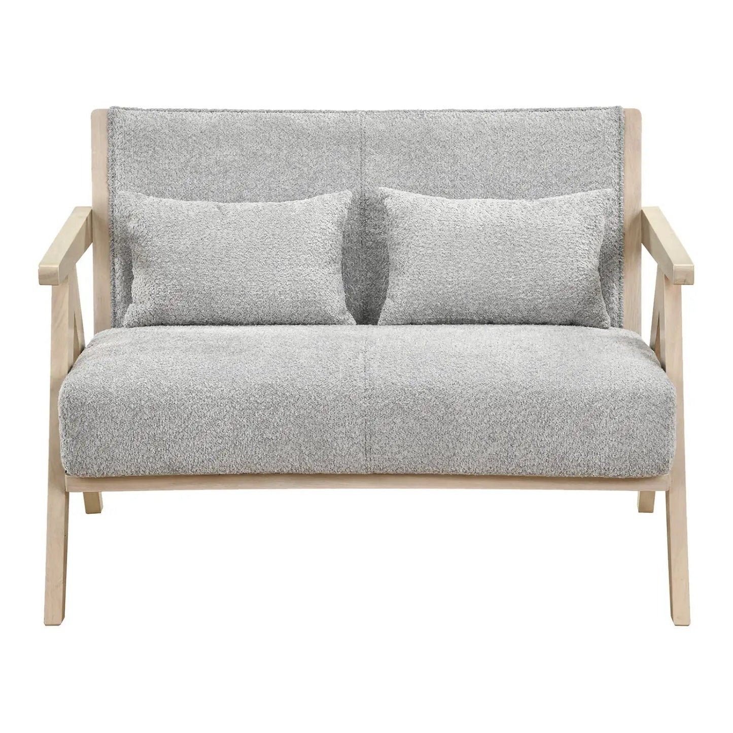 Loveseat Sofa for Small Spaces with Throw Pillows Rubber Wood Frame Padded Seat
