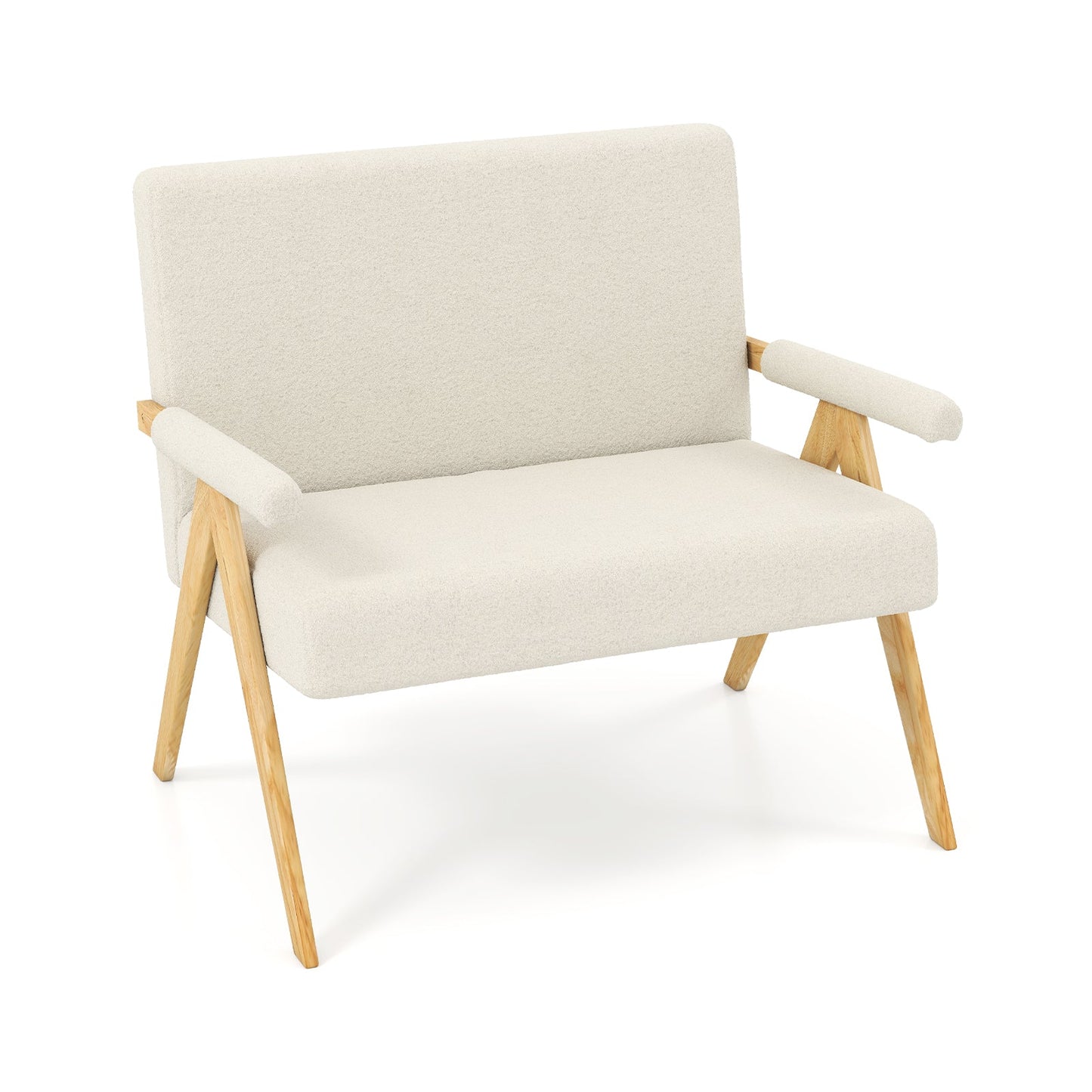 Loveseat Sofa with Armrests and Wooden Legs