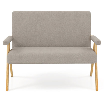 Loveseat Sofa with Armrests and Wooden Legs
