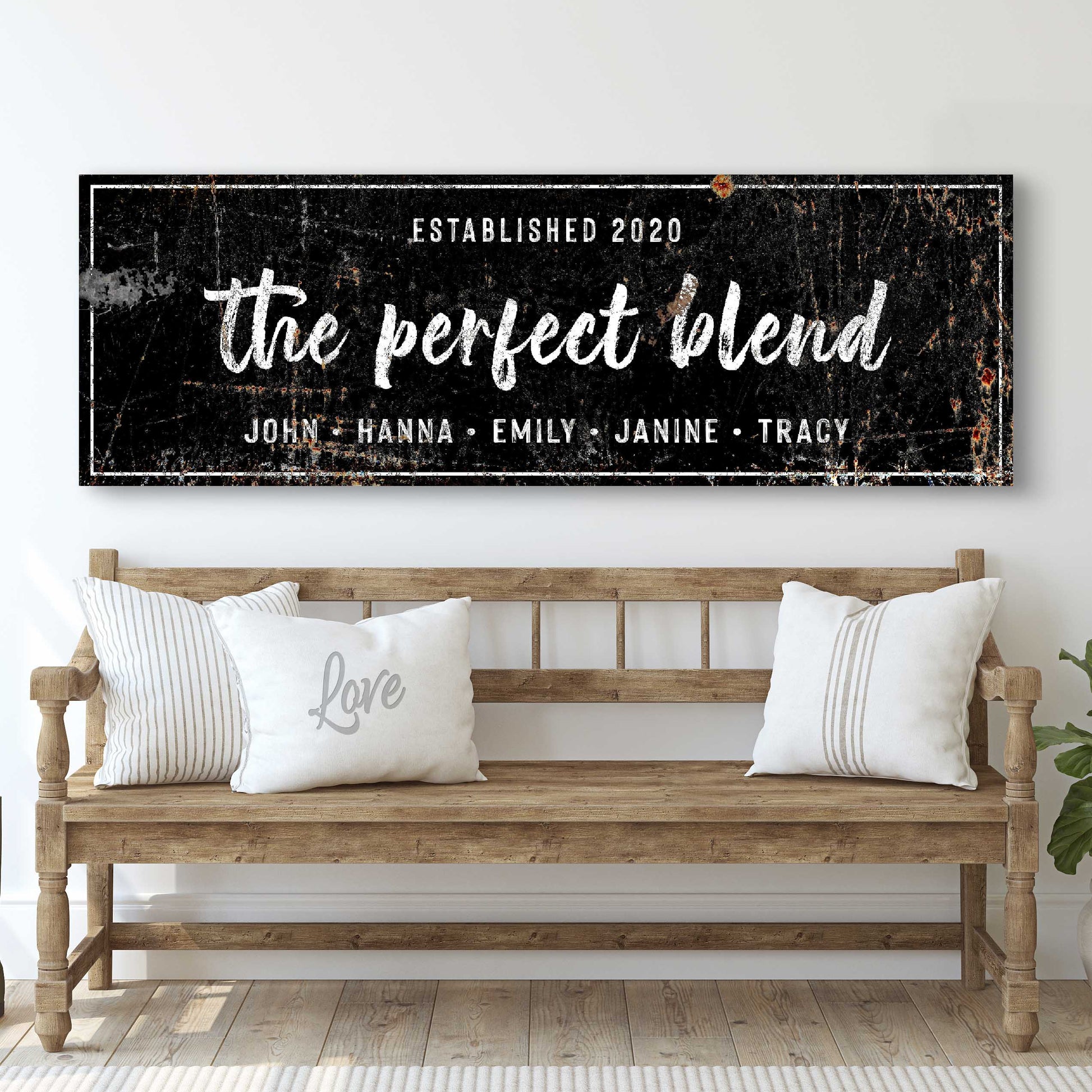 Canvas The Perfect Blend III by Tailored Canvases on black background with white script on Tampa Home & Garden Store