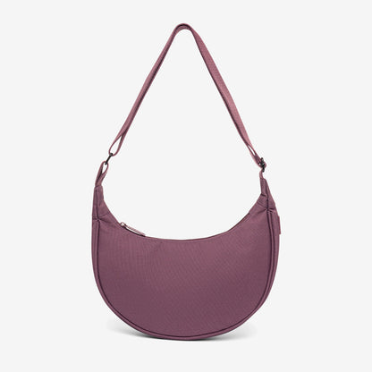 Lua Bag Maroon Compact Half Moon Shoulder Bag, crescent handbag with single shoulder strap on Tampa Home & Garden Store