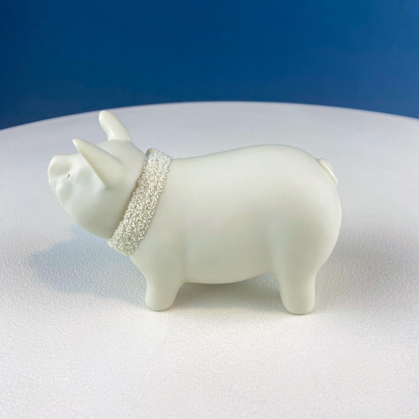 Lucky Smiling Pig Figurine by Snow Babies and Department 56. Cute White Porcelain Piglet Wearing Scarf. Holiday Decor. Collectibles. - Tampa Home & Garden Store