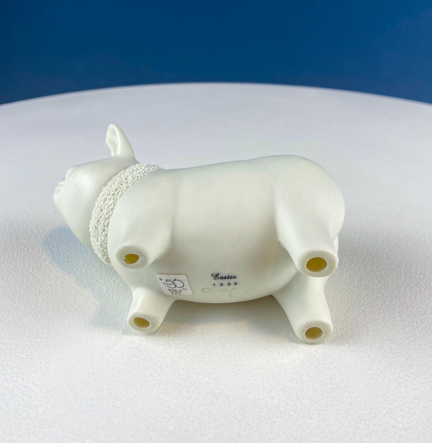 Lucky Smiling Pig Figurine by Snow Babies and Department 56. Cute White Porcelain Piglet Wearing Scarf. Holiday Decor. Collectibles. - Tampa Home & Garden Store
