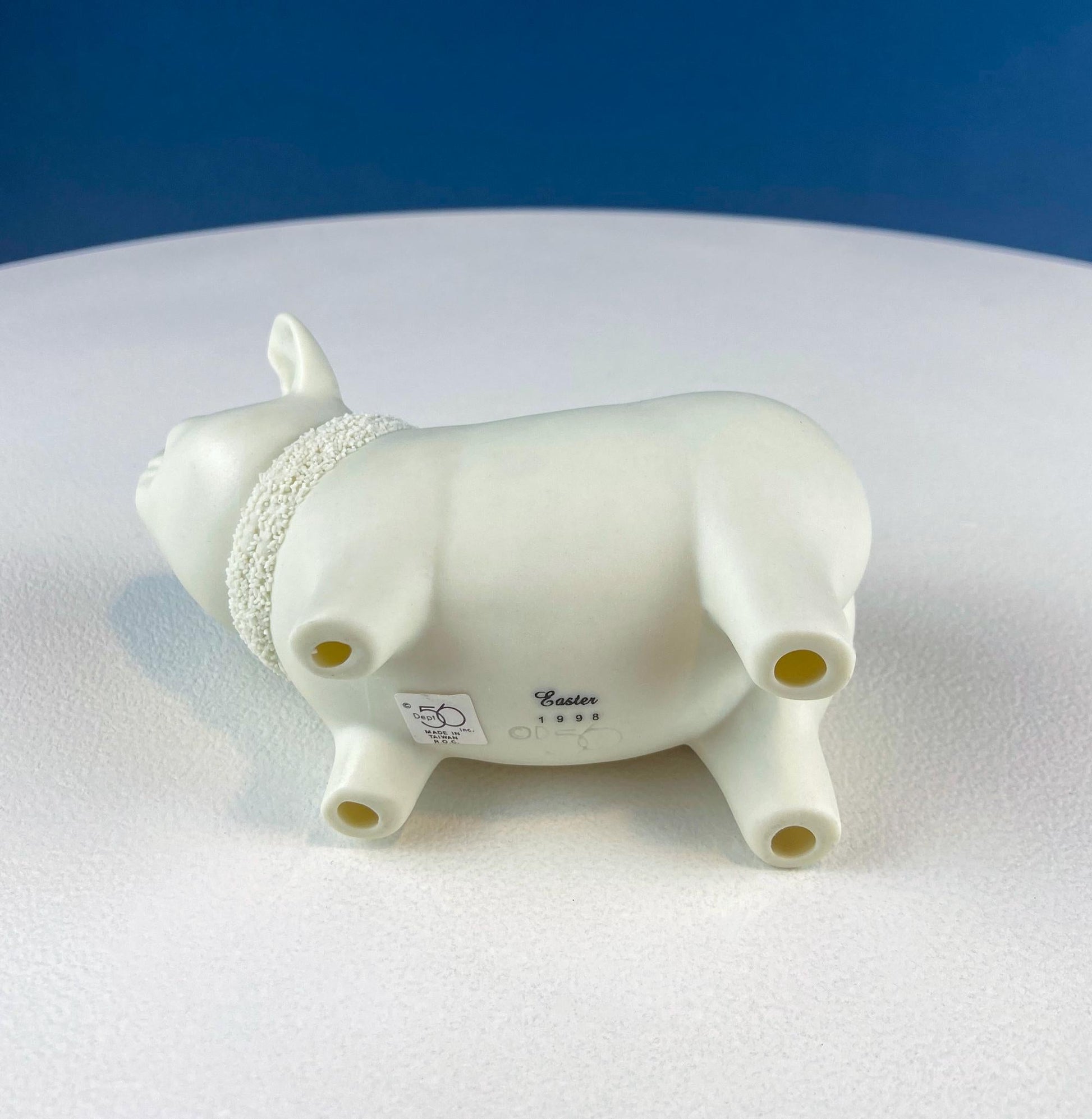 Lucky Smiling Pig Figurine by Snow Babies and Department 56. Cute White Porcelain Piglet Wearing Scarf. Holiday Decor. Collectibles. - Tampa Home & Garden Store