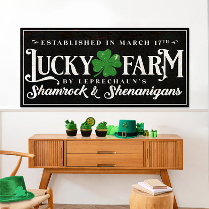 St Patrick's Day VI canvas by Tailored Canvases with black background and green shamrock on Tampa Home & Garden Store