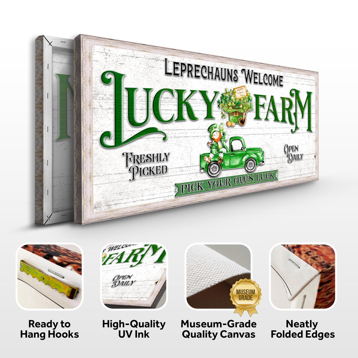 Canvas Lucky Farm St Patrick's Day II Tailored Canvases with green lettering on Tampa Home & Garden Store