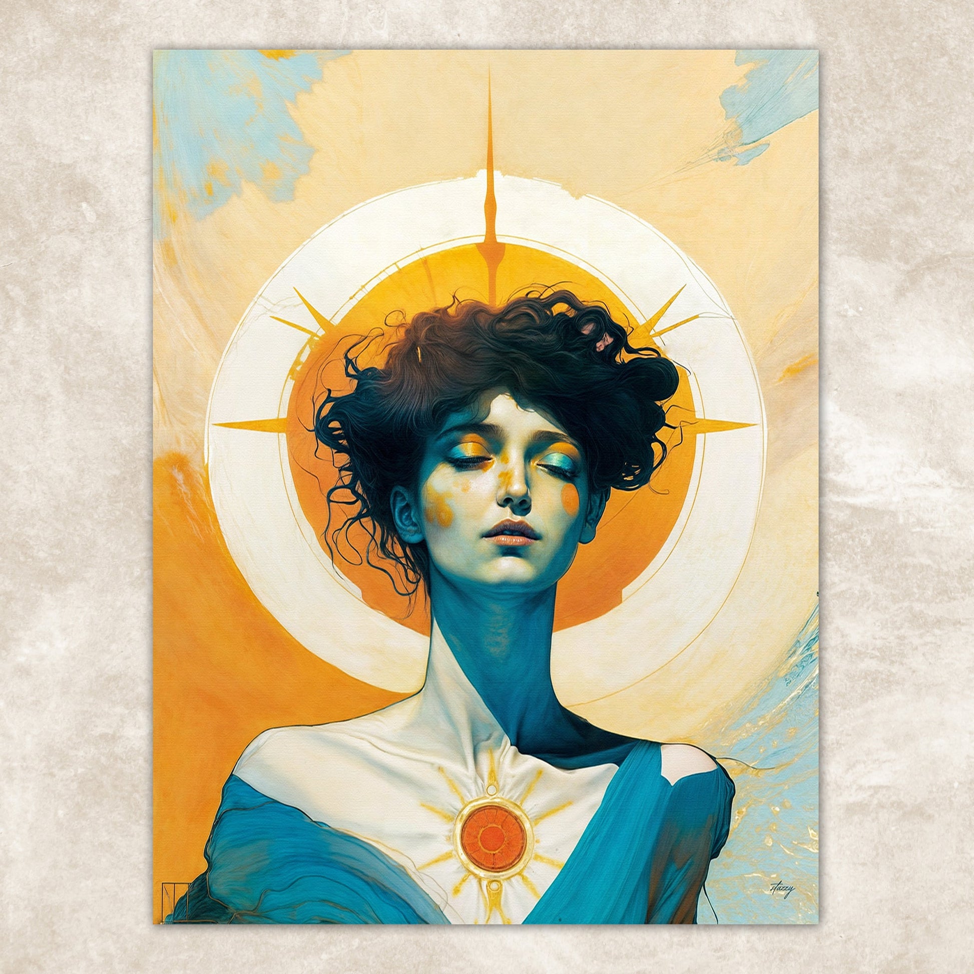 Canvas print Luminous Reverie Tailored Canvases, orange halo around portrait crafting canvas on Tampa Home & Garden Store