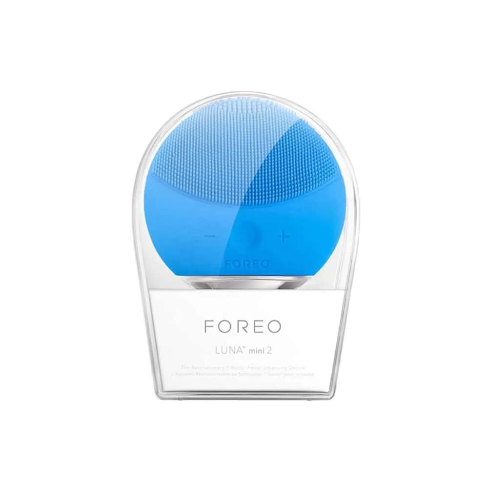 FOREO LUNA mini 2 blue silicone facial cleansing brush with clear case on Tampa Home & Garden Store