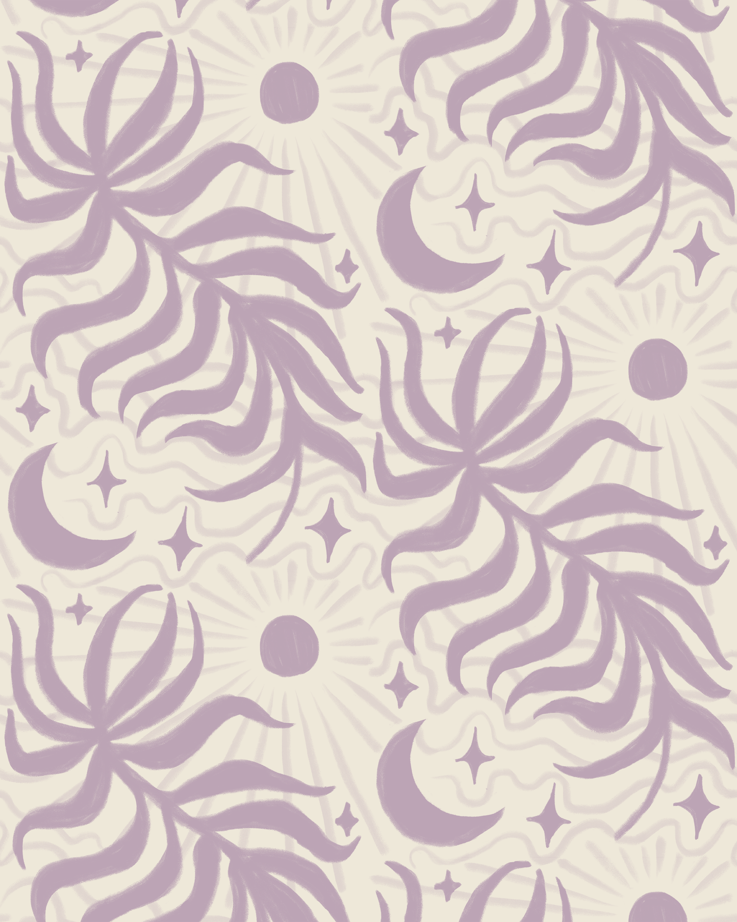 Lunar Leaf Wallpaper, beige and lavender - Tampa Home & Garden Store