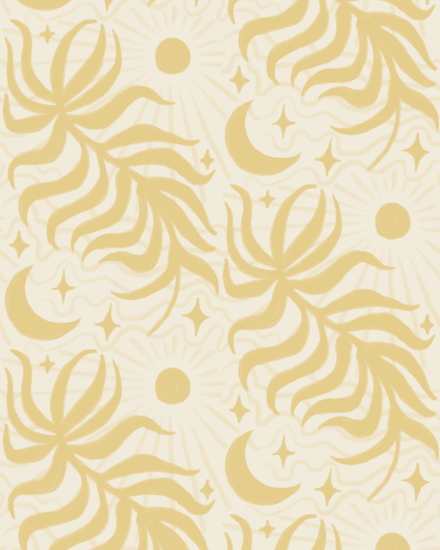 Lunar Leaf Wallpaper, beige and lemon - Tampa Home & Garden Store