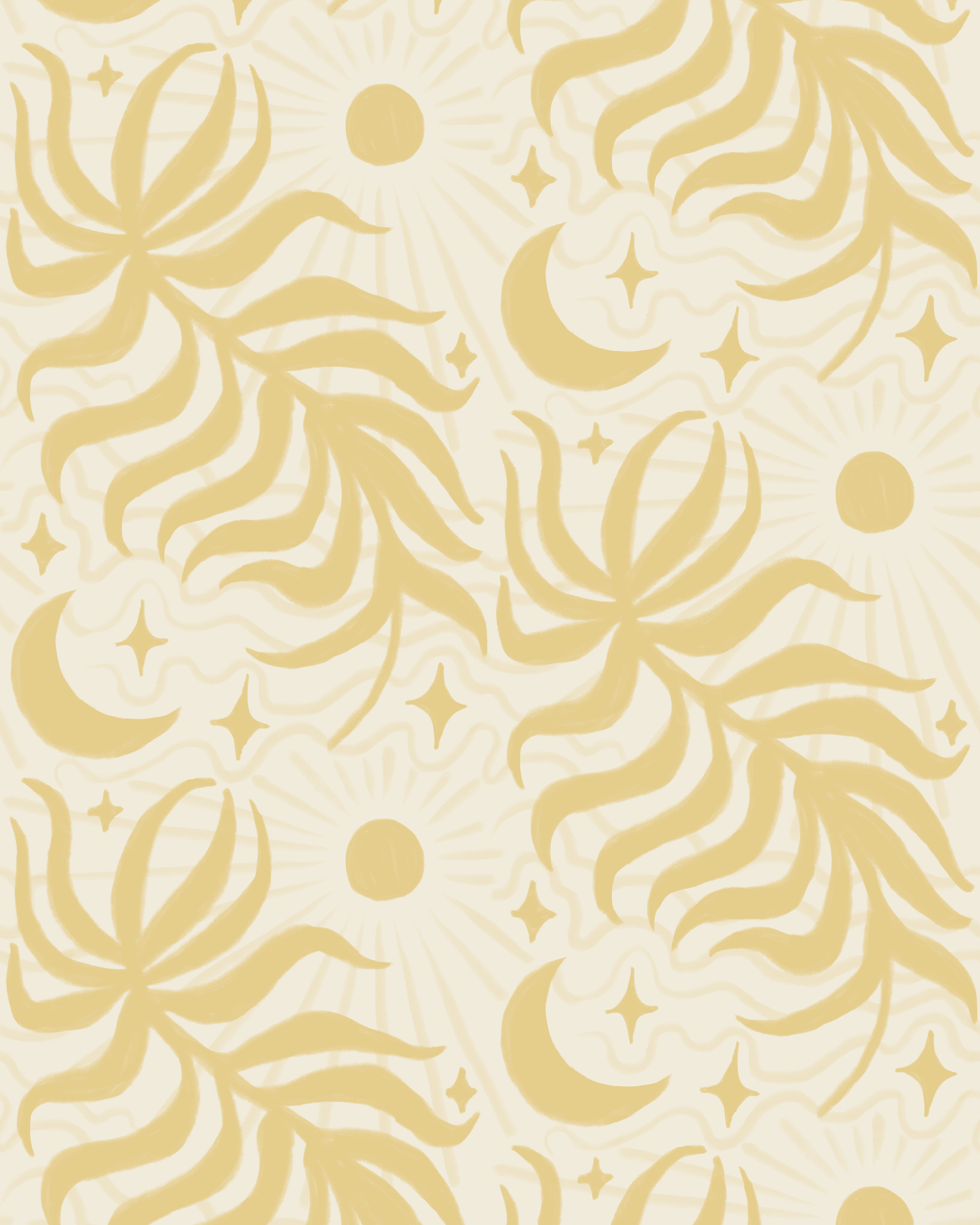 Lunar Leaf Wallpaper, beige and lemon - Tampa Home & Garden Store
