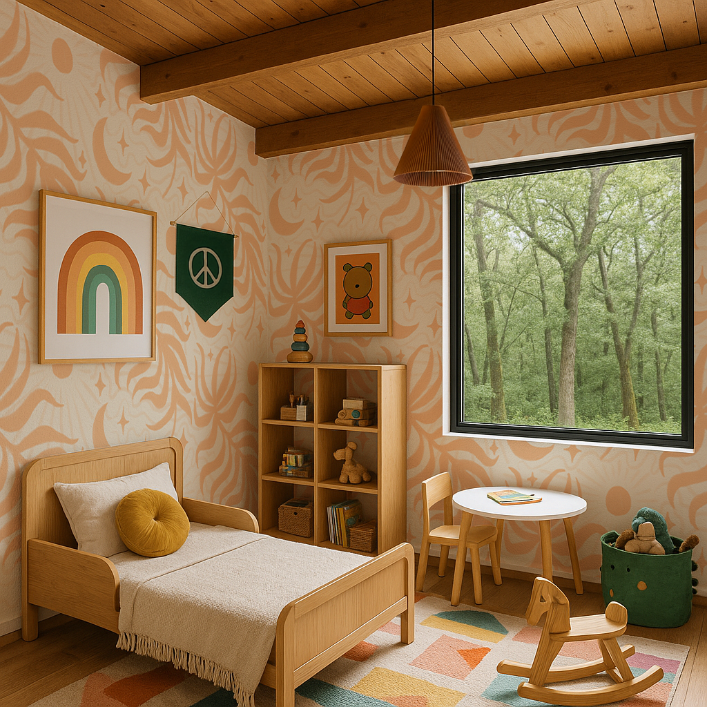 Lunar Leaf Wallpaper, beige and peach - Tampa Home & Garden Store
