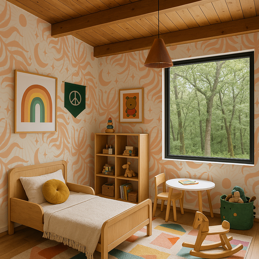 Lunar Leaf Wallpaper, beige and peach - Tampa Home & Garden Store