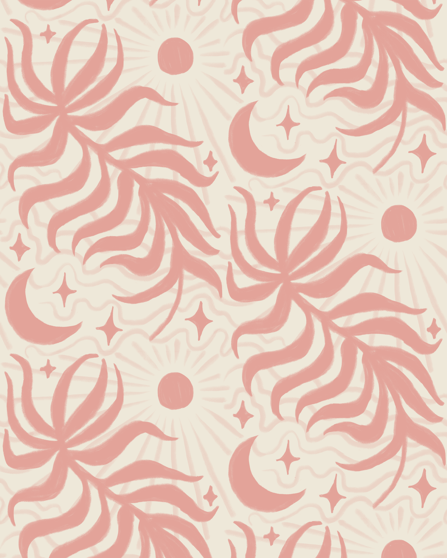Lunar Leaf Wallpaper, beige and pink - Tampa Home & Garden Store