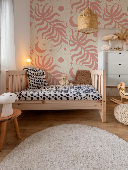 Lunar Leaf Wallpaper, beige and pink - Tampa Home & Garden Store