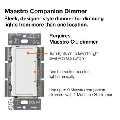 Lutron Maestro C.L Digital Dimmer Multi-Location Switch Kit, White - Tampa soil911.com