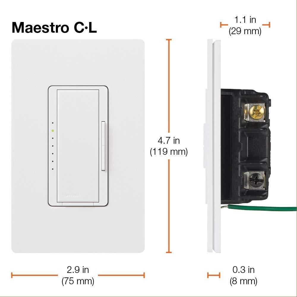 Lutron Maestro C.L Dimmer Switch MACL-153M-WH, White - Tampa soil911.com