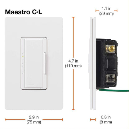 Lutron Maestro C.L Dimmer Switch MACL-153M-WH, White - Tampa soil911.com