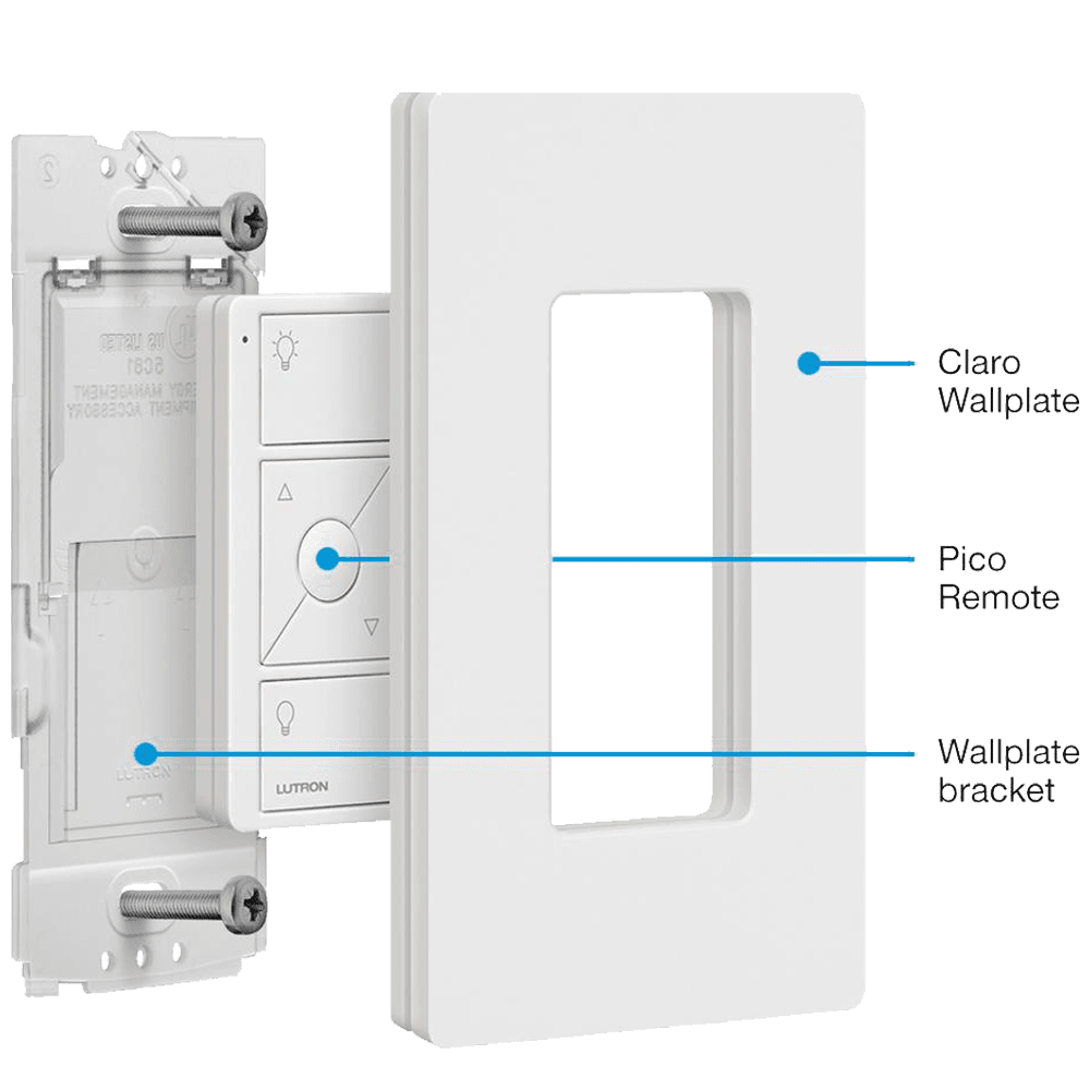 Kit de montaje en pared inalámbrico Lutron Caseta Pico, color blanco