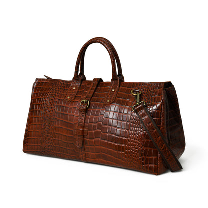 LuxeHide Brown Croco Pattern Duffle - Tampa Home & Garden Store
