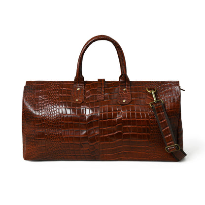 LuxeHide Brown Croco Pattern Duffle - Tampa Home & Garden Store