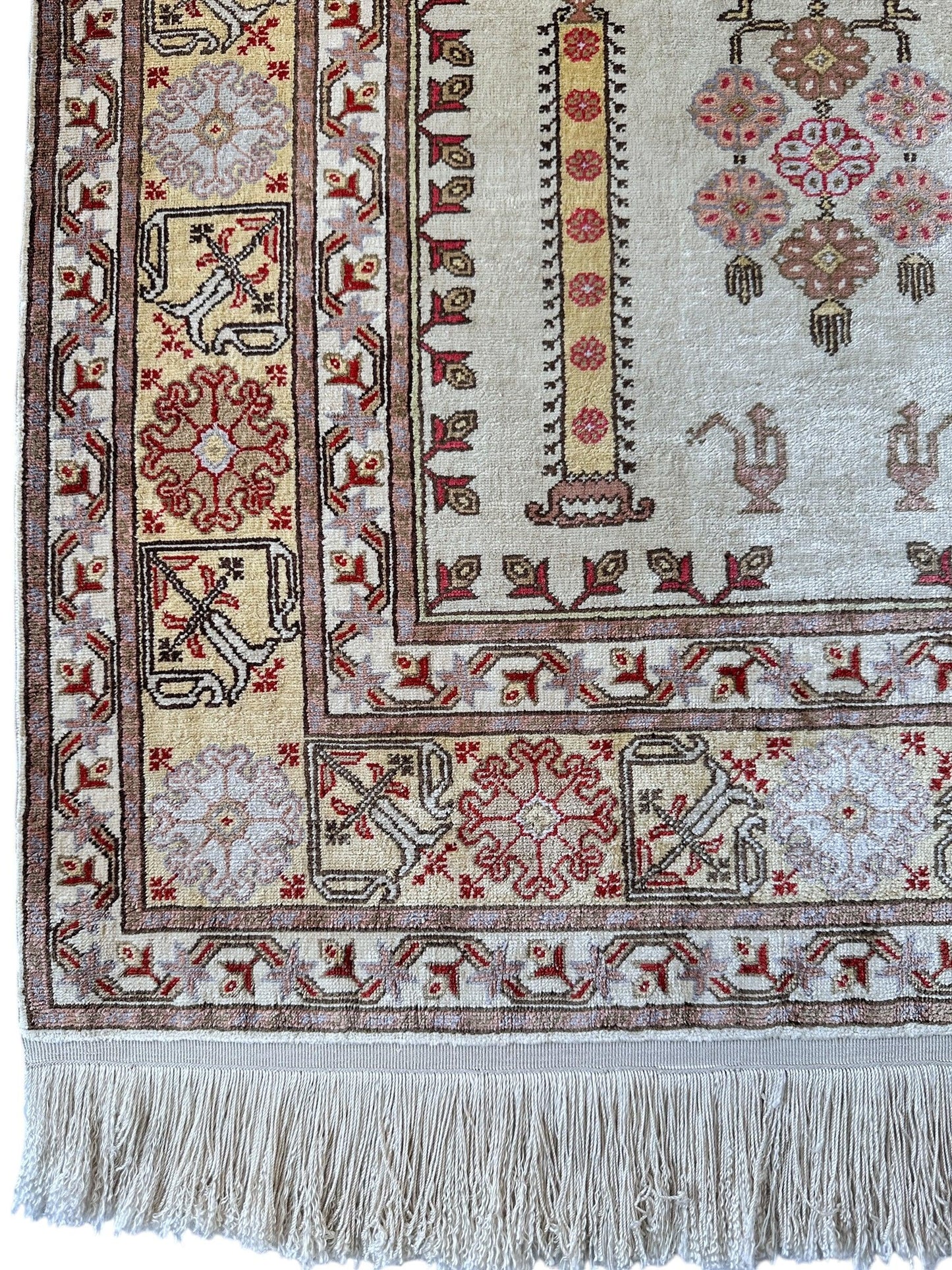 Luxurious Hand-Knotted Pure Silk Turkish Kayseri Rug – Intricate Floral & Geometric Design, 2’2” x 3’ - Tampa Home & Garden Store