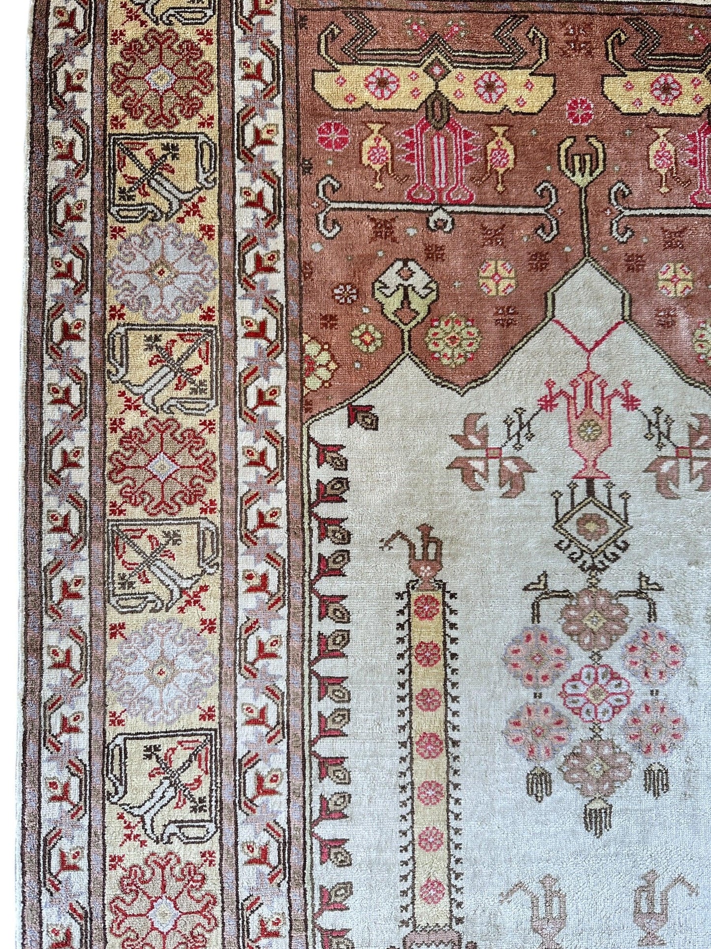 Luxurious Hand-Knotted Pure Silk Turkish Kayseri Rug – Intricate Floral & Geometric Design, 2’2” x 3’ - Tampa Home & Garden Store