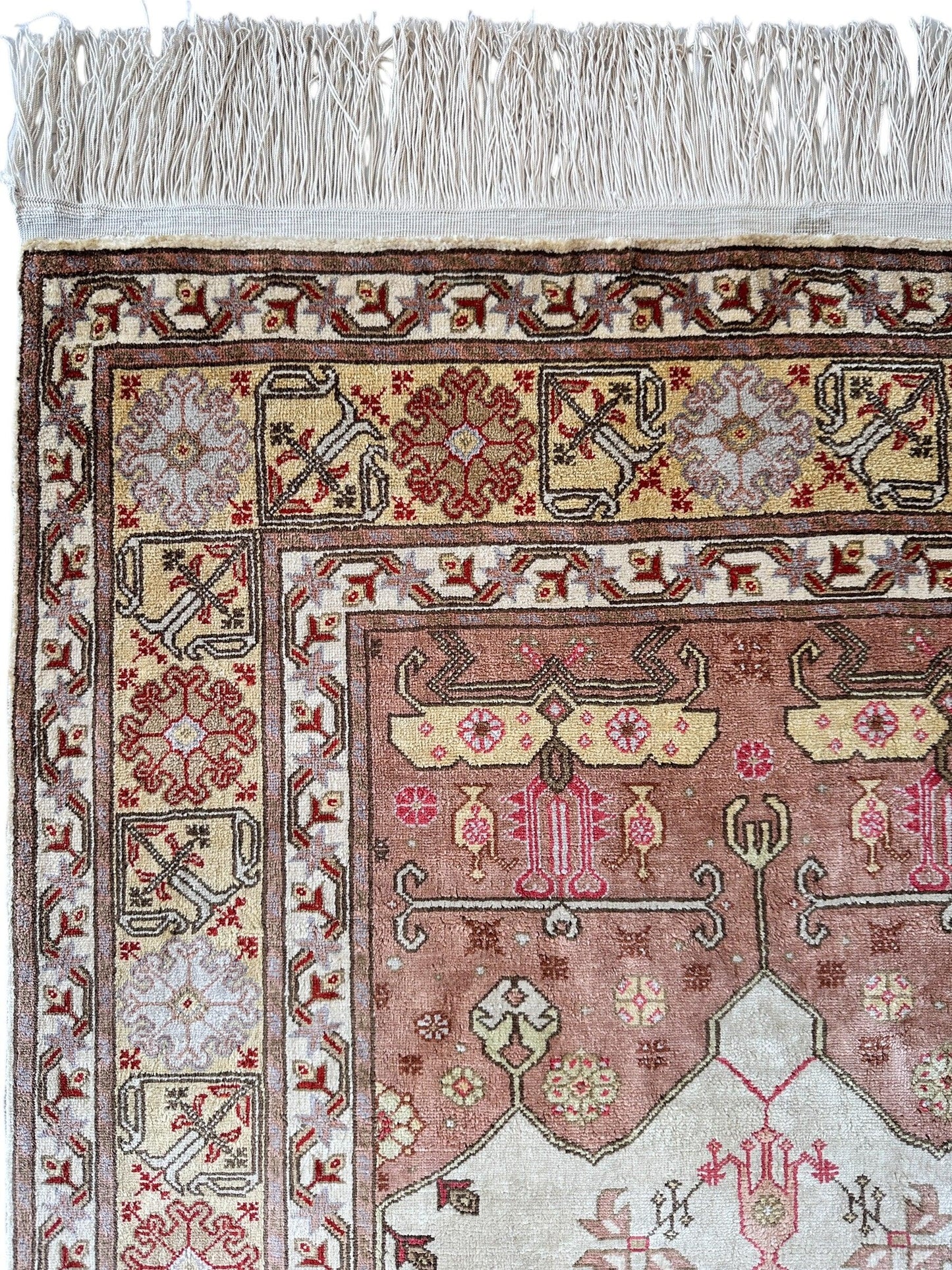Luxurious Hand-Knotted Pure Silk Turkish Kayseri Rug – Intricate Floral & Geometric Design, 2’2” x 3’ - Tampa Home & Garden Store