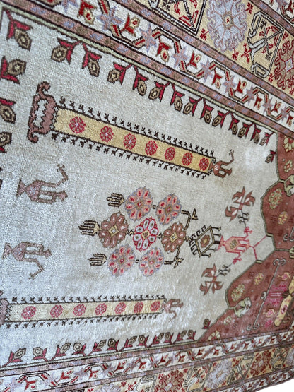 Luxurious Hand-Knotted Pure Silk Turkish Kayseri Rug – Intricate Floral & Geometric Design, 2’2” x 3’ - Tampa Home & Garden Store