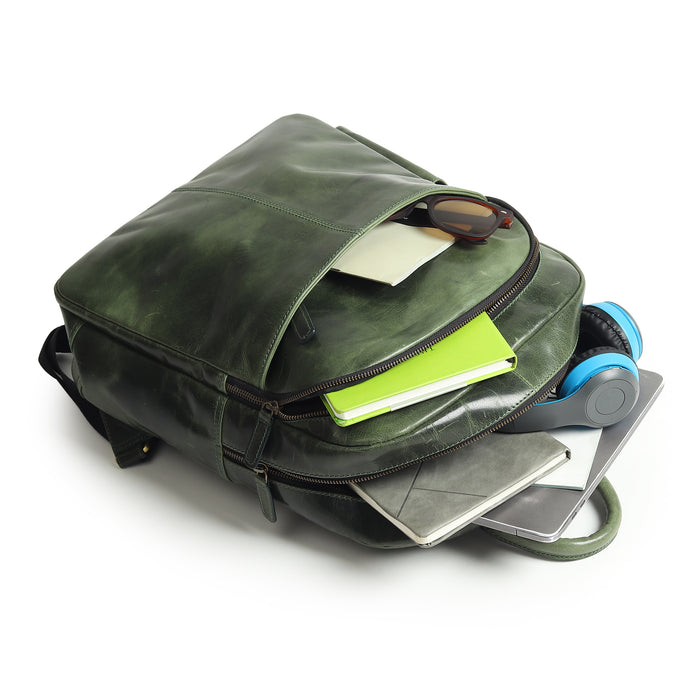 Luxury Italian Leather Backpack, Green - Tampa Home & Garden Store