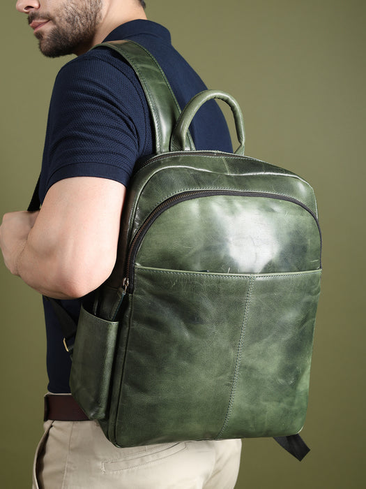 Luxury Italian Leather Backpack, Green - Tampa Home & Garden Store