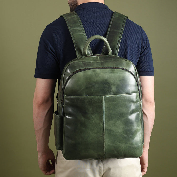 Luxury Italian Leather Backpack, Green - Tampa Home & Garden Store