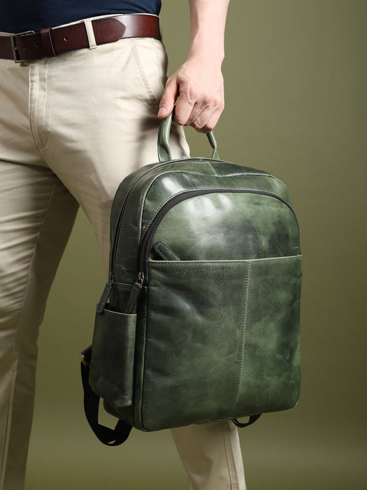 Luxury Italian Leather Backpack, Green - Tampa Home & Garden Store