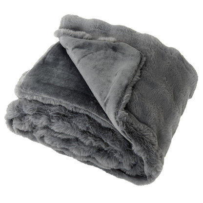 Luxury Fuzzy Plush Rabbit Fur Bubble Blanket for Armchair