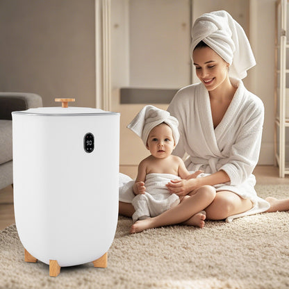 40L towel warmer bucket, white with wooden feet, control DirectDeals massage stone warmer on Tampa Home & Garden Store