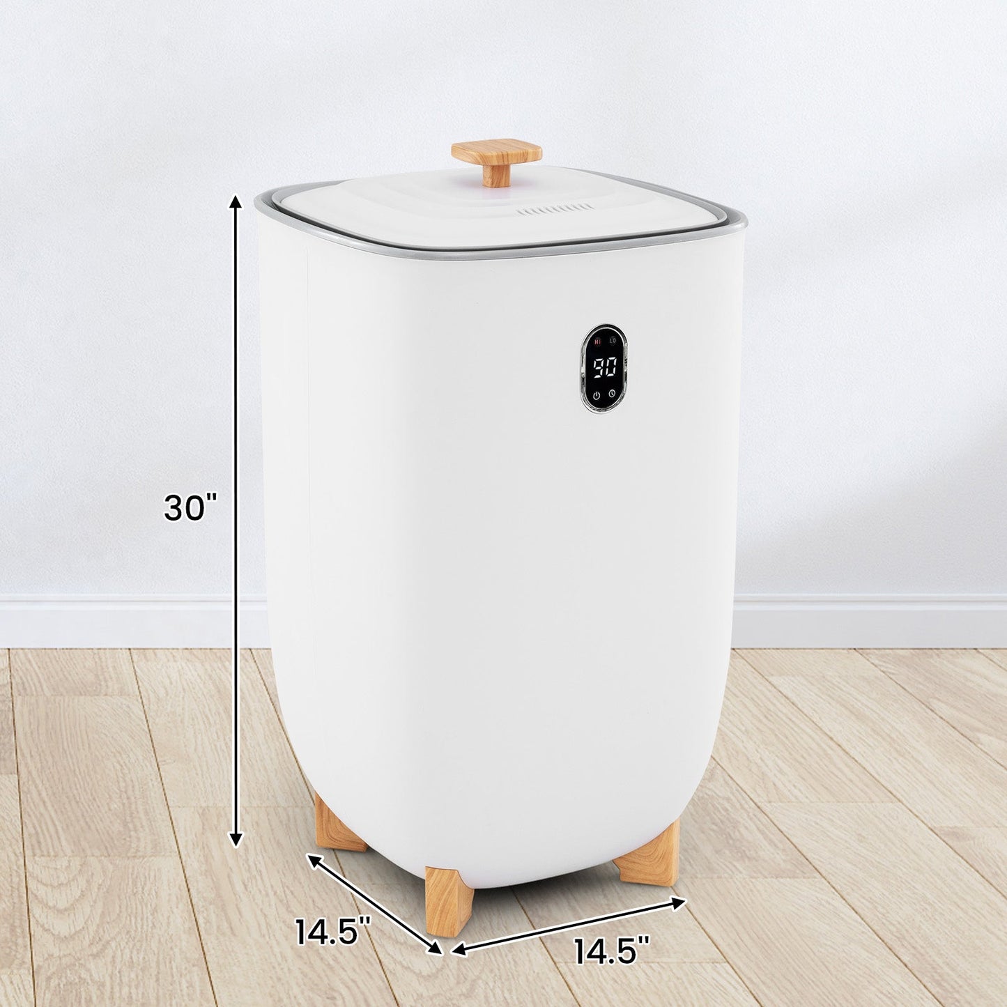40L white towel warmer bucket with wooden lid knob and digital control panel DirectDeals on Tampa Home & Garden Store