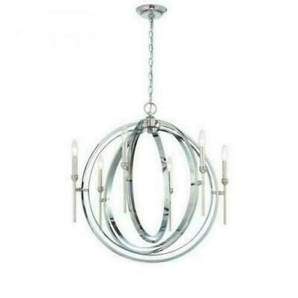 World Imports Rondure 6-Light Polished Nickel chandelier with circular rings and candle bulbs on Tampa Home & Garden Store