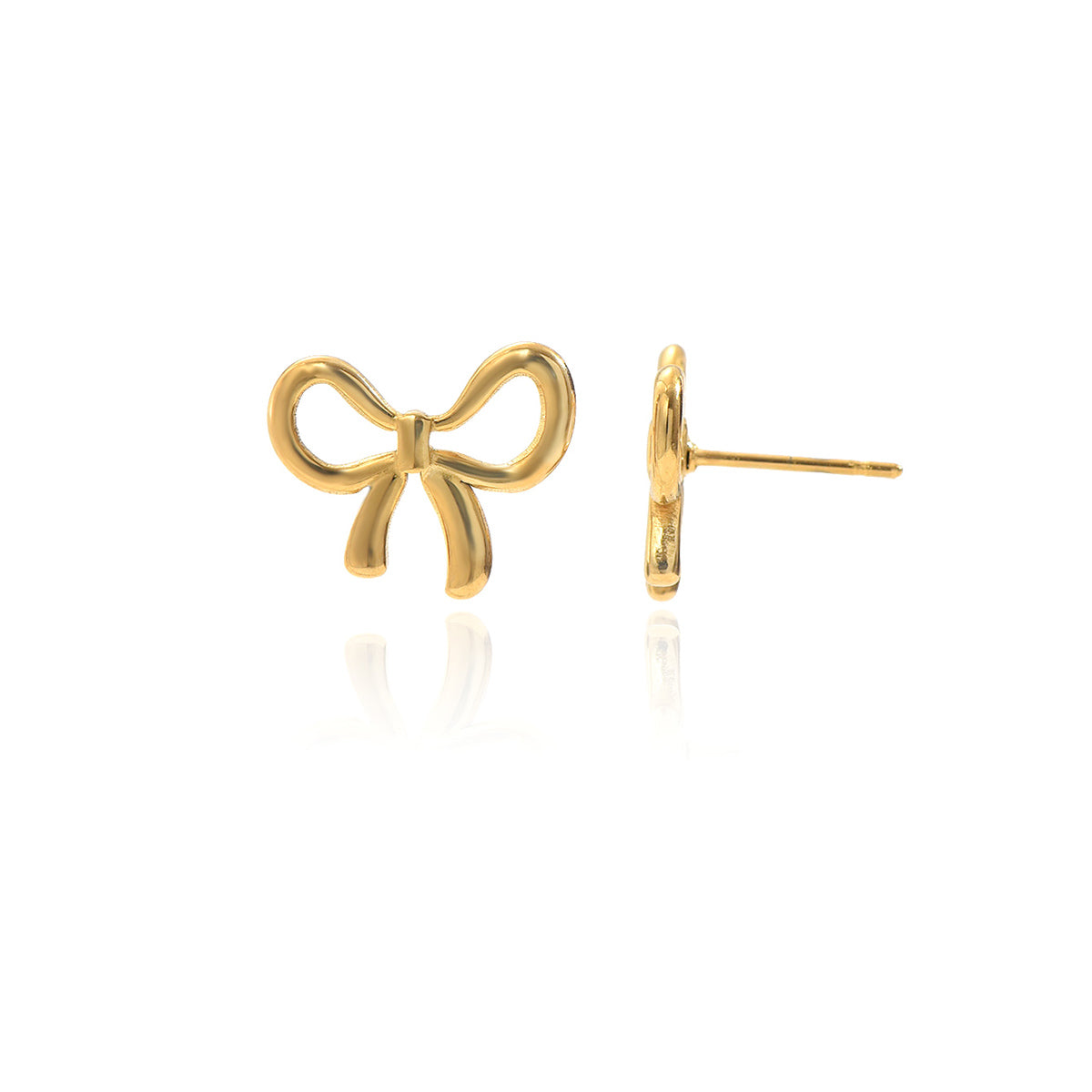 Lxalry 18K Gold Plated Bow Earrings Symmetrical Mirror Finish Stainless Steel Jewelry Hypoallergenic Tarnish Free Luxury Gift for Women Wife Mom Handcrafted Everyday Special Occasion Elegance - Tampa Home & Garden Store