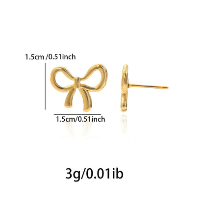 Lxalry 18K Gold Plated Bow Earrings Symmetrical Mirror Finish Stainless Steel Jewelry Hypoallergenic Tarnish Free Luxury Gift for Women Wife Mom Handcrafted Everyday Special Occasion Elegance - Tampa Home & Garden Store