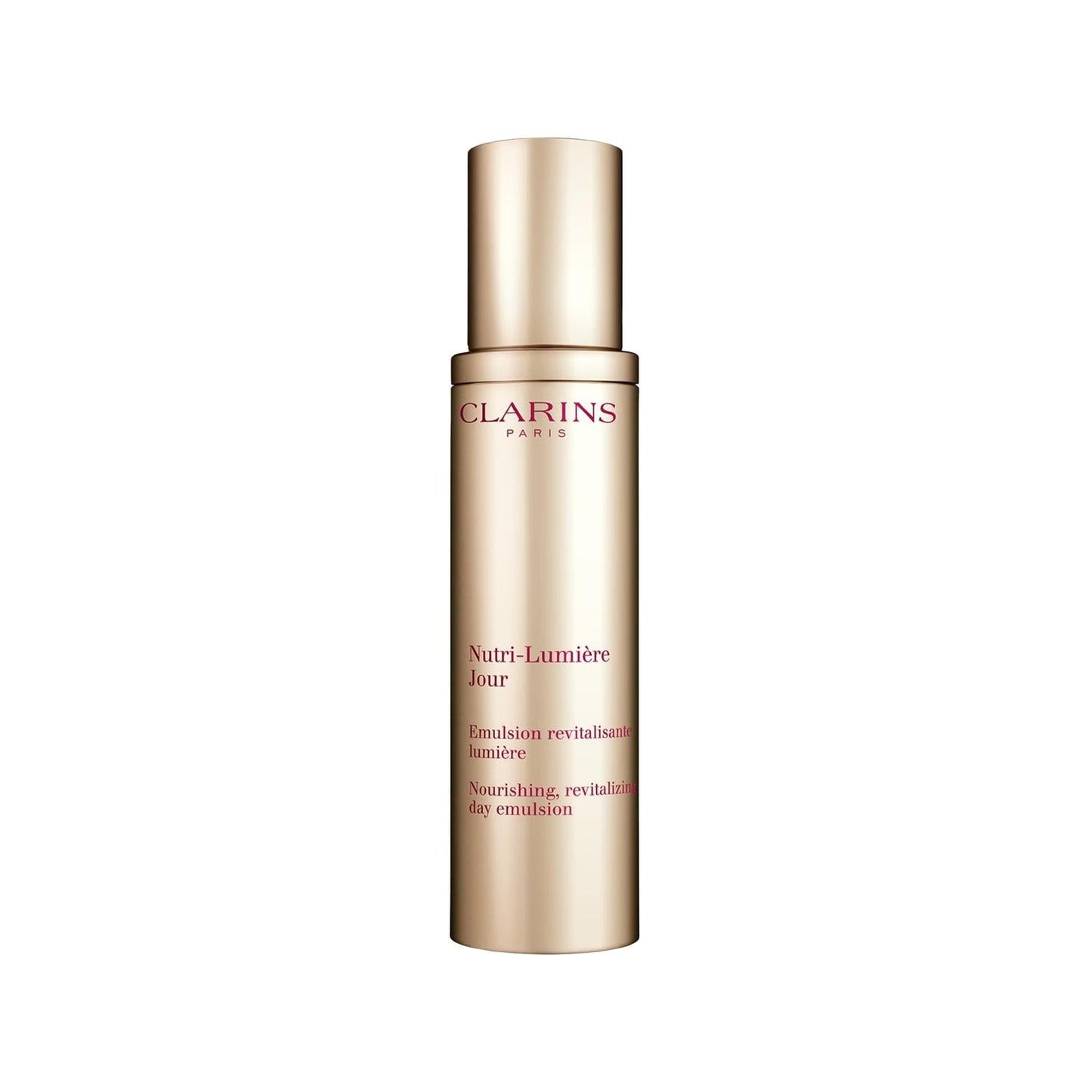 Clarins Nutri-Lumière Jour nourishing day emulsion bottle with gold finish on Tampa Home & Garden Store