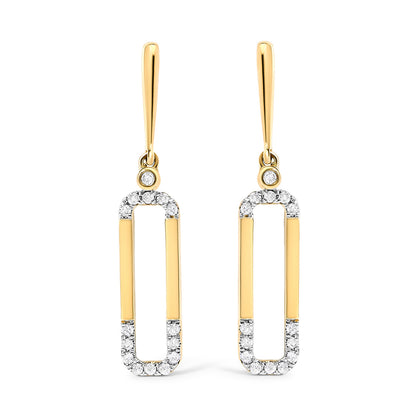 14K yellow gold diamond paper clip dangle earrings, pair with pavé diamond U-hoop, 1/5cttw on Tampa Home & Garden Store