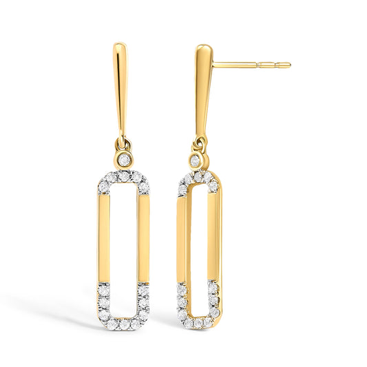 14K yellow gold diamond paper clip dangle earrings, 1/5 cttw, Bids.com on Tampa Home & Garden Store