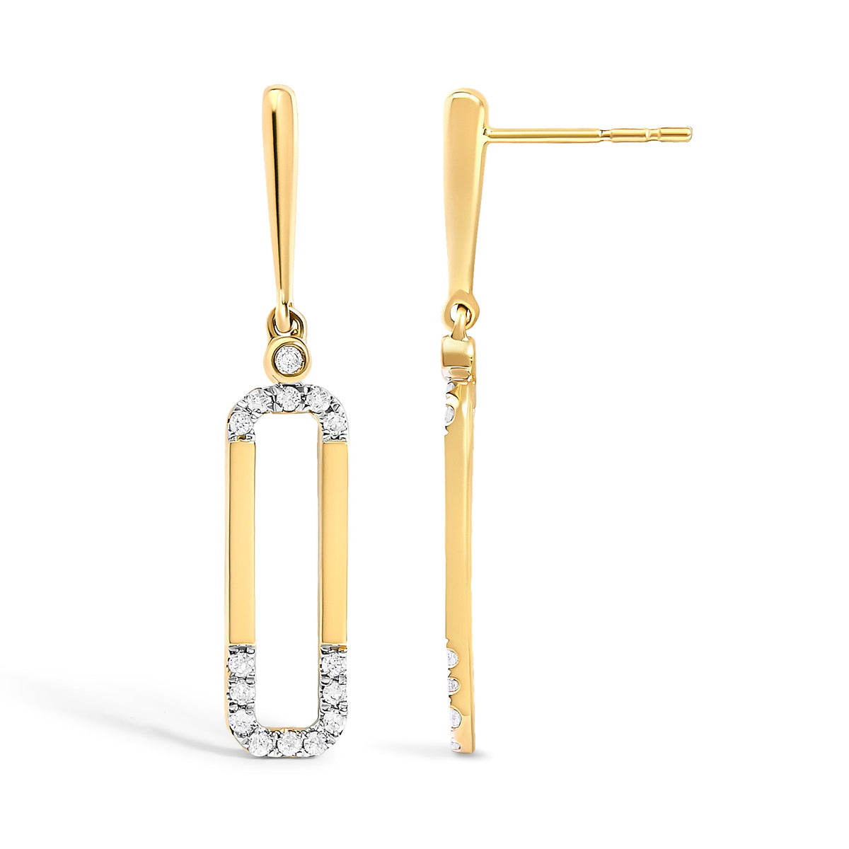 14K yellow gold 1/5 cttw diamond paper clip drop earrings on Tampa Home & Garden Store