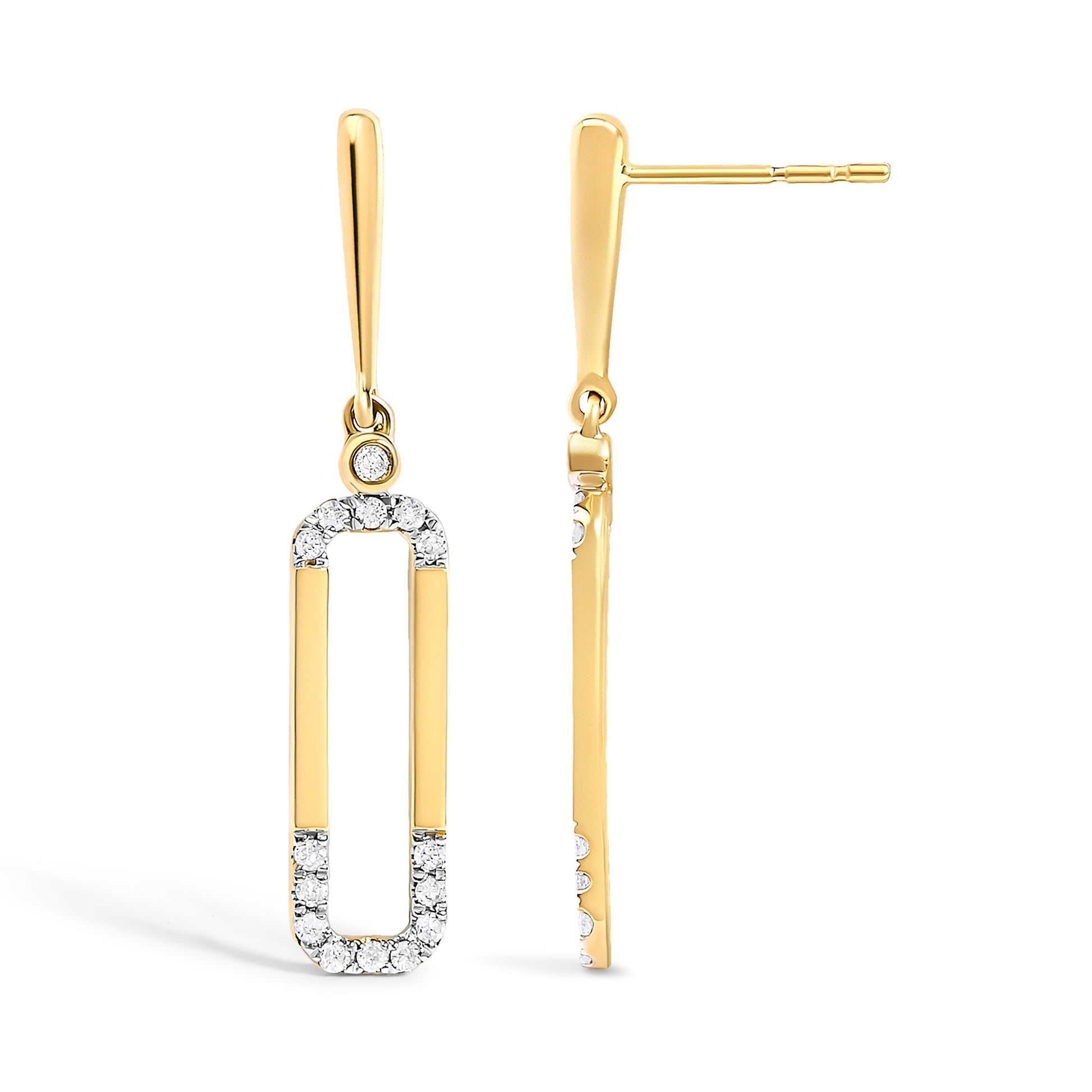 14K yellow gold 1/5 cttw diamond paper clip drop earrings on Tampa Home & Garden Store