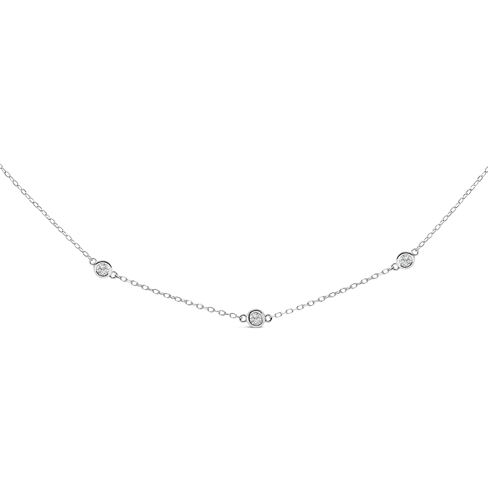 14K White Gold Bezel-Set Diamond Station Necklace with 1/2 Cttw diamonds by Bids.com on Tampa Home & Garden Store