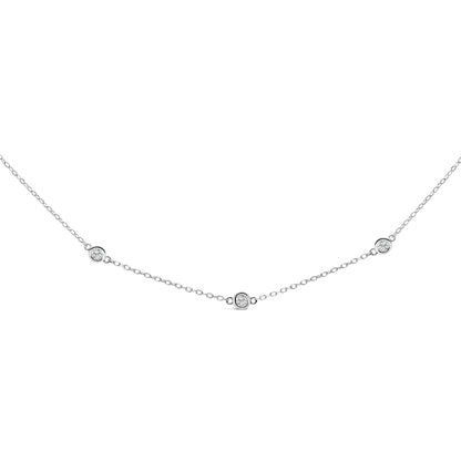 14K White Gold Bezel-Set Diamond Station Necklace with 1/2 Cttw diamonds by Bids.com on Tampa Home & Garden Store