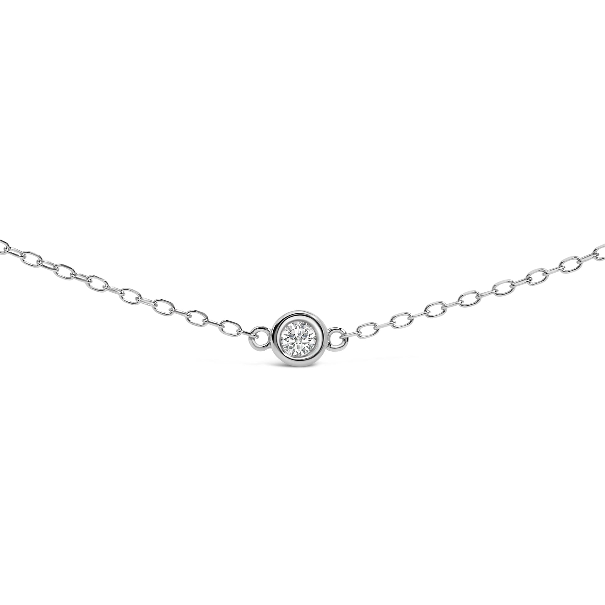 14K white gold bezel-set diamond station necklace, 1/2 cttw on Tampa Home & Garden Store